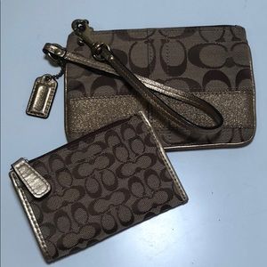 Gold Coach Wristlet and Card Pouch